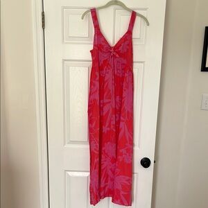 Vibrant Pink & Red Floral Maxi Dress